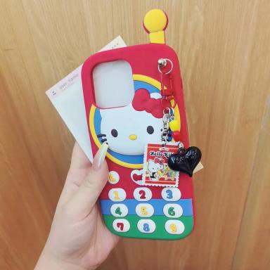 Kawaii Japan Ins Hello Kitty Phone Case For iPhone17ProMax 16 15 14 13 12ProMax 3D Cartoon Shock Proof Soft Silicone Back Cover