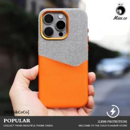 Card Holder For MagSafe Leather Phone Case For iPhone 12 13 14 15 16 Pro Max Pocket Wireless Charging Alloy Lens Hit Color Cover