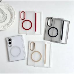 Matte Translucent Frosted Magnetic Ring Phone Case for Samsuang Galaxy Z Fold 8 Ultra 7 6 5 New Slim Shockproof Protective Cover