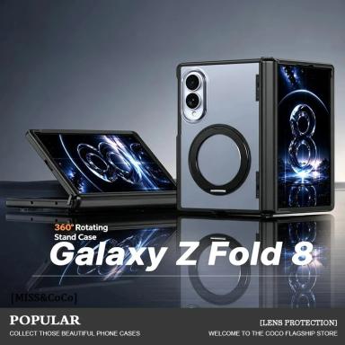 For Samsung Galaxy Z Fold 7 zFold 8 Wide 8Ultra Slim Skin Feel Magnetic Foldable Phone Case 360° Rotating Ring Stand Hinge Cover