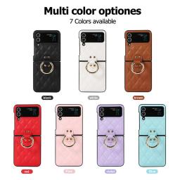 Luxury Leather Ring Buckle Phone Cases For Samsung Z Flip3 Flip4