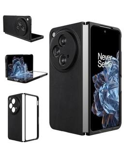 Eastcoo Slim Fit Case for Oneplus Open, [Leather + Hard PC Back][Wireless Charging Support] Ultra-Thin Shockproof Protective Case Cover for Oneplus Open 2023, Black