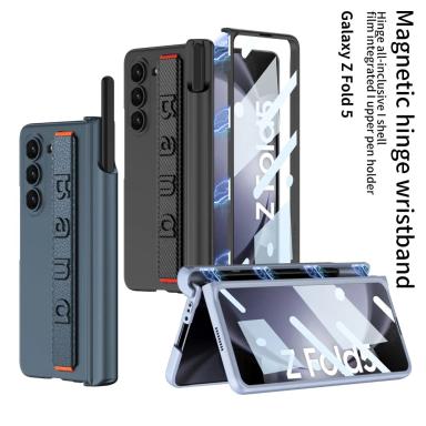 Luxury Magnetic Case with Wristband, Pen Holder For Samsung Z Fold5