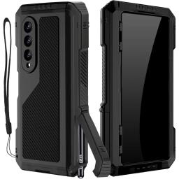 Tough Case For Samsung Z Fold 7 6 5 4 S25 Ultra S24 Plus Metal Heavy Duty Aluminum Shockproof Cover Built-in Stand Screen Film