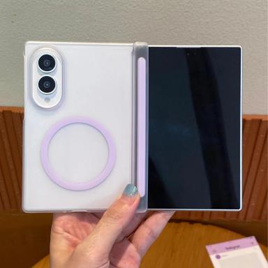 Matte Frosted Translucent for Magsafe Case For Samsung Z Fold 8 Ultra Wide Z Fold 6 7 8 Magnetic Charging Hinge Protect PC Cover