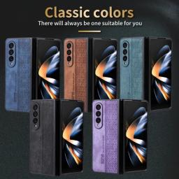 FLYKYLIN Luxury Leather Business Phone Case For Samsung Galaxy Z Fold 7 6 5 4 3 Fold 4 Leather Skin Protective Back Cover