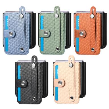 Creative Wallet Card Flip Phone Cover For Samsung Galaxy Z Flip 5 4 3 2 Full Protection Anti-Drop Wrist Strap Folding Phone Case