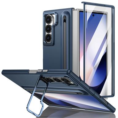Metal Lens Stand Case For Samsung Galaxy Z Fold 7 6 5 4 With S Pen Slot Stylus Tempered Glass Screen Fold7 Fold6 Protector Cover