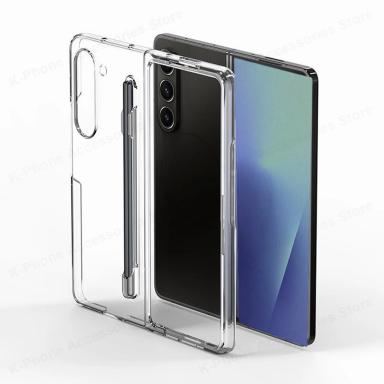 PC Transparent Case For Samsung Galaxy Z Fold 7 6 5 Shockproof Phone Hard Cover With Pen Slot For Samsung Z Fold6 Fold7 Fundas