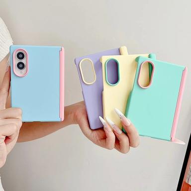 Korean Macarons Color Collision Cute Phone Case For Samsung Galaxy Z Fold 8 ZFold8 Wide Cover Magnetic Hinge Cases Kawaii