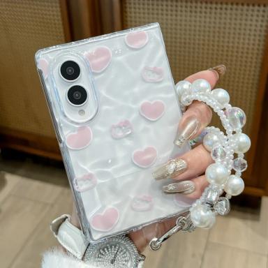 Fashion Cute Pink Cats Casing For Samsung Galaxy Z Fold 8 Wide Case Protective with Bracelet Mobile Phone Back Cover