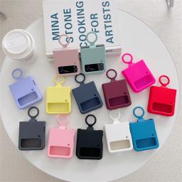 Liquid Silicone Solid Color Soft Case with Ring for Samsung Galaxy Z Flip4 Flip3
