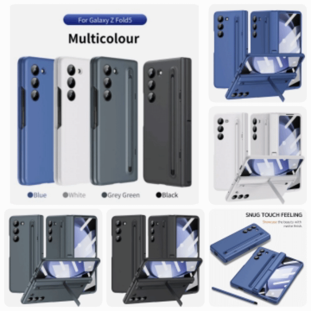 Stylish All Rounder Matte Finish Case With S Pen &amp; Holder, Hinge Protector, Screen Protector, Cam Protector &amp; Kickstand For Galaxy Z Fold3 Fold4 Fold5