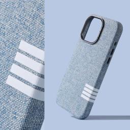 Original flax fabric MagSafe phone case for iPhone 16 pro 15pro Max 14 13 12 wireless charging alloy lens protective back cover