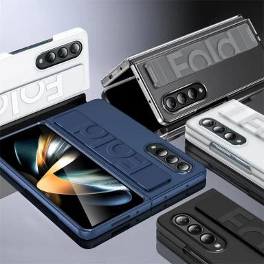 Luxury Silicone Elastic Ultrathin Matte Shockproof Hard Wristband Strap Case For Samsung Galaxy Z Fold3 Fold4