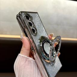 Electroplate Magnetic Ring Bracket Phone Case for Samsung Galaxy Z Fold 7 6 5 4 3 Fold6 Fold5 Fold4 Fold3 5G Shockproof  Cover