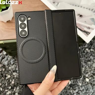 High end Carbon Fiber Magnetic Hinge Magsafe Phone Case For Samsung Galaxy Z Fold 7 6 5 4 3 5g Wireless Charging Bumper Cover