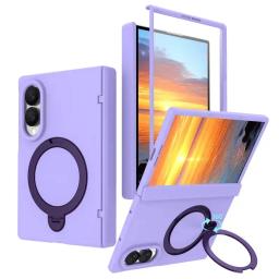 Alloy Rotating Magnetic Stand Case For Samsung Galaxy Z Fold 8 Ultra 7 6 Tempered Glass Anti-Fingerprint Drop Protection Cover