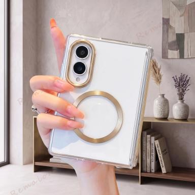 Transparent Magnetic Phone Case For Samsung Galaxy Z Flip 8 Fold 8 7 6 5 Magsafe Official Clear Shockproof Cover For Z Fold8