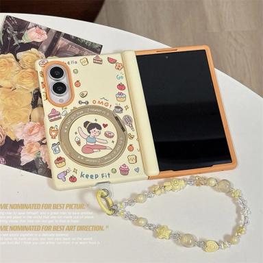 Cute Dessert Girl Phone case for Samsung Galaxy Z Fold 8 fold 8 Cover With Stand Chain Fashion Protective Case For Fold 8 Cover