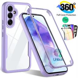 360 Full Cover Screen Protector Phone Cases For Samsung Galaxy A56 A55 5G A35 A36 A16 A15 A54 A53 A34 A14 A32 A13 A33 A12 Case