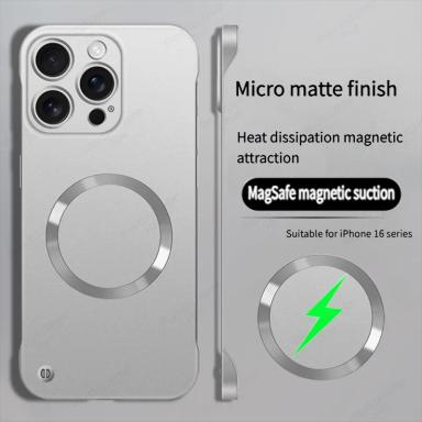 Ultra Thin PC Frameless Magnetic Case For iPhone 16 Pro Max 15 16 Plus 14 12 13 15 Pro Max For Magsafe Metal Matte Phone Cover