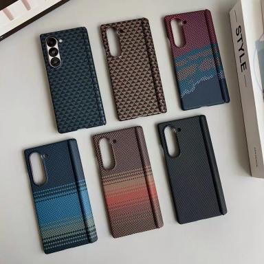 Luxury Carbon Fiber Texture For MagSafe Phone Case For Samsung Galaxy Z Fold7 Fold6  Fold5 5G Wireless Charging Shockproof Cover