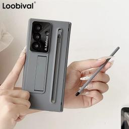 Z Fold7 Invisible Bracket 2in1 Pen Slot Phone Case For Samsung Galaxy Z Fold 7 6 Fold6 with Screen Film Armor Shockproof Cover