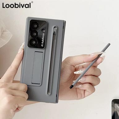 Z Fold7 Invisible Bracket 2in1 Pen Slot Phone Case For Samsung Galaxy Z Fold 7 6 Fold6 with Screen Film Armor Shockproof Cover