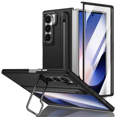 For Samsung Galaxy Z Fold 7 6 5 4 3 Metal Lens Holder Phone Case Screen Glass Film S Pen Slot Shockproof Cover for Galaxy Fold 6