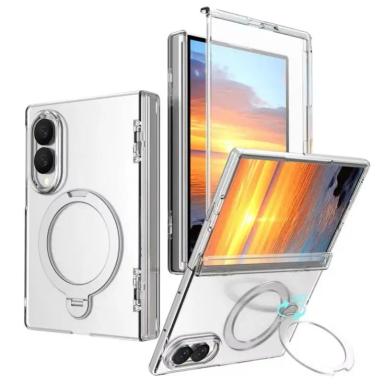 ZFold 8 Case Luxury Transparent Magnetic Stand Holder Case For Samsung Galaxy Z Fold 8 Ultra for Magsafe Clear Screen Film Cover