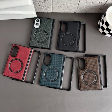 Business Luxury Leather Magnetic Case for Samsung Z Fold 3 4 5 6 7 8 Ultra Z Flip 8 7 6 5 4 3 Hinge Protection for Magsafe Cover