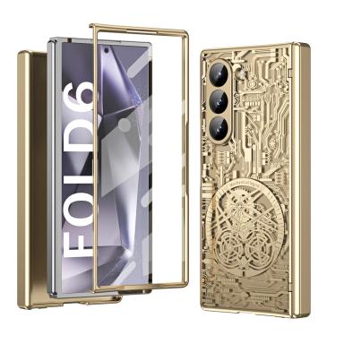 For Samsung Galaxy Z Fold 7 6 5 4 3 Case Luxury Mechanical Electroplated Transparent Folding Hinge Protection Shockproof Cover