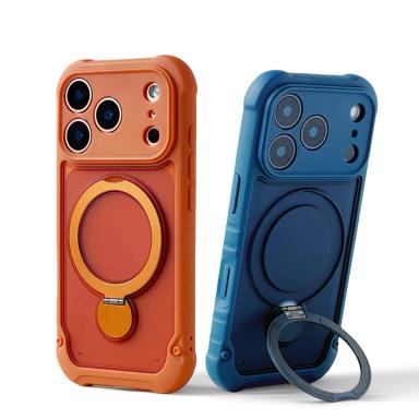 for Magsafe 360° Rotation Metal Stand Phone Case for iPhone 17 12 13 16 Pro Max 17 Pro 14 15 Plus Airbag Shockproof  Matte Cover