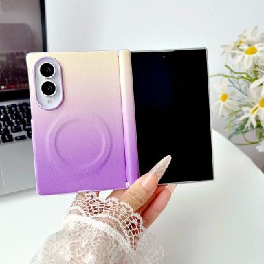 For Samsung Galaxy Z Fold 8 Z Fold 8 Wide Gradient PU Leather Magnetic Phone Case With Hinge Protect for Magsafe Charging Cover