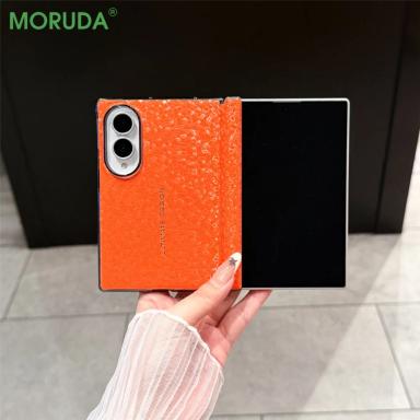 Luxury Plating PU Leather Ice Texture Business Case for Samsung Galaxy Z Fold 8 Ultra Fold8 Shockproor Hinge Protection PC Cover