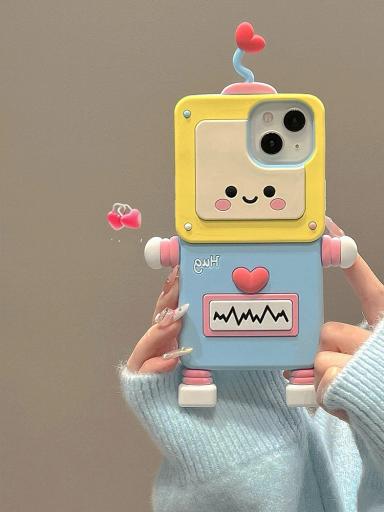 Soft and Cute ECG Robot Suitable for iPhone 15 Promax Phone Case Apple 14 Pro New 13 Pro Cartoon 12 Small and Popular 13 Female