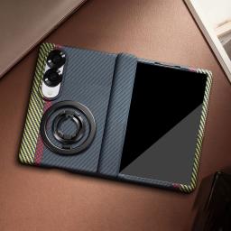 Carbon Fiber Magnetic Ring Stand Case For Samsung Z Fold 8/7/6, Hinge Protection & Wireless Charging, Multi-Color Business Style