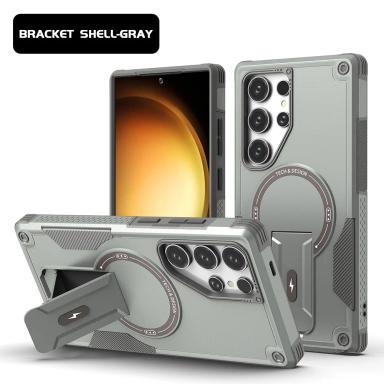 Shockproof Armor Case For Samsung S25 Ultra S24 MagSafe Magnetic Cover for Galaxy A56 5G A55 A54 A36 A26 A16 A06 A05S With Stand