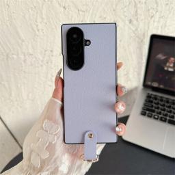Ring Holder Protective PU Leather Phone Case For Samsung Galaxy Z Fold 7 6 5 4 Fold7 Fold6 Fold5 Fold4 5G Hard Plastic Cover