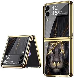 9H Glass Back Case For Samsung Galaxy Z Flip 4, Ultra Thin Full Body Protection Folding Hard Back Cover, Design 1