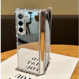 for Samsung fold7 Mirror Make Up Acrylic Airbag Bumper Case for Samsung Galaxy Z Fold 7 6 5 4 3 ZFold Hard Shockproof Ins Cover