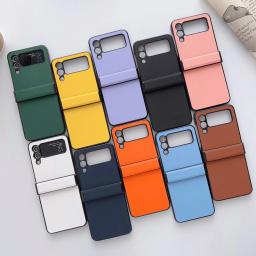 Skin Feel Leather Texture Anti-Scratch Shockproof Case for Samsung Galaxy Z Flip3 Flip4
