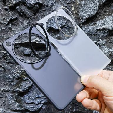 Micro-Frosted Matte Skin Folding Case For OnePlus Open / OPPO Find N3 Camera Foldable Metal Stand Holder Kickstand