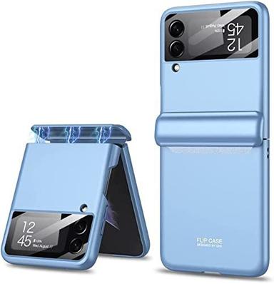 Ultra Thin Back Case/Cover For Galaxy Z Flip4 / Z Flip 4,Magnetic Hinge Protection And Inbuilt Glass Window Protection, Sky Blue