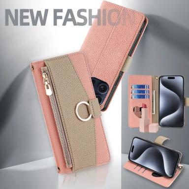 Leather Phone Case for Samsung S25 Ultra S24 S23 S22 S21 Plus Crossbody Wallet S23 FE Case Flip Mirror Cover with Long Lanyard