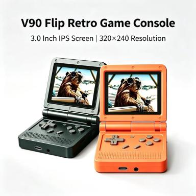 V90 Flip Retro Handheld Game Console 3.0 Inch IPS Screen Linux