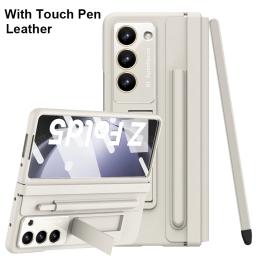 Screen Protector Tempered Film Kickstand Folding Magnetic Cover With Touch Pen Leather Case For Samsung Galaxy Z Fold5 Fold4 Fold3