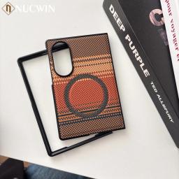 Color Blocking Woven Texture Slim Case for Samsung Galaxy Z Fold 8 Ultra Wide ZFold 7 6 5 4 3 Fold8 for Magsafe Shockproof Cover
