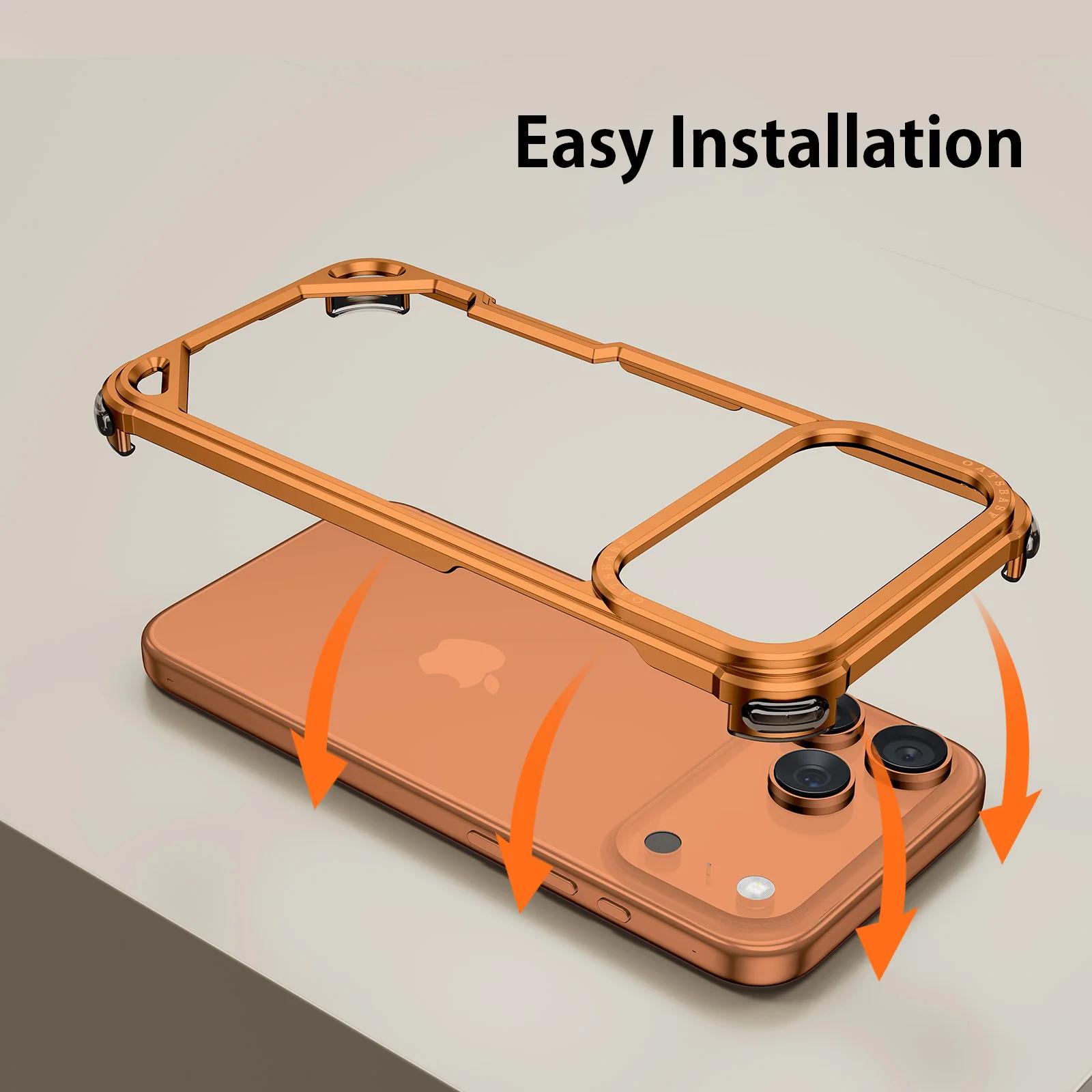 Oatsbasf Metal Phone Case for iPhone 17 Pro/Pro Max/17 Air Case Minimalist Support Wireless Charging Ultra-thin Protecitve Case